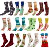 imageJOYIN 12 Pairs Christmas Socks Christmas Crew Socks for Women Holiday or Birthday GiftYellow Mix