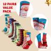 imageJOYIN 12 Pairs Christmas Socks Christmas Crew Socks for Women Holiday or Birthday GiftYellow Mix
