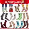 imageJOYIN 12 Pairs Christmas Socks Christmas Crew Socks for Women Holiday or Birthday GiftYellow Mix