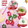 imageJOYIN 13 PCS Christmas Cookie Cutters in Stainless Steel with 35 plus Grip and a Rolling Pin for Xmas Holiday Party Baking Supplies Snowflake Gingerbread Cookies Mold and Baking Gift