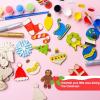 imageJOYIN 14 Christmas Wooden Magnet Creativity Arts ampamp Crafts Painting Kit Decorate Your Own for Kids Paint Gift Birthday Parties and Family Crafts Holiday StuffersAge 8