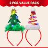 imageJOYIN 2 PCS Lighted Christmas Headbands with LED lights in Springy Santa Hat Tree Designs for Christmas and Holiday Parties ONE SIZE FIT ALL