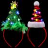 imageJOYIN 2 PCS Lighted Christmas Headbands with LED lights in Springy Santa Hat Tree Designs for Christmas and Holiday Parties ONE SIZE FIT ALL