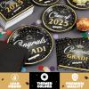 imageJOYIN 2025 Graduation Party Plates and Napkins Orange Tableware Set Supplies 200 PCS Graduation Disposable Paper Plates Cocktail Napkins for Congrats Grad Party Decorations Celebration Serve 50Black  Gold