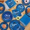 imageJOYIN 2025 Graduation Party Plates and Napkins Orange Tableware Set Supplies 200 PCS Graduation Disposable Paper Plates Cocktail Napkins for Congrats Grad Party Decorations Celebration Serve 50Blue
