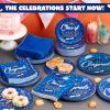 imageJOYIN 2025 Graduation Party Plates and Napkins Orange Tableware Set Supplies 200 PCS Graduation Disposable Paper Plates Cocktail Napkins for Congrats Grad Party Decorations Celebration Serve 50Blue