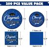 imageJOYIN 2025 Graduation Party Plates and Napkins Orange Tableware Set Supplies 200 PCS Graduation Disposable Paper Plates Cocktail Napkins for Congrats Grad Party Decorations Celebration Serve 50Blue