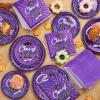 imageJOYIN 2025 Graduation Party Plates and Napkins Orange Tableware Set Supplies 200 PCS Graduation Disposable Paper Plates Cocktail Napkins for Congrats Grad Party Decorations Celebration Serve 50Purple