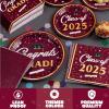 imageJOYIN 2025 Graduation Party Plates and Napkins Orange Tableware Set Supplies 200 PCS Graduation Disposable Paper Plates Cocktail Napkins for Congrats Grad Party Decorations Celebration Serve 50Maroon  Gold