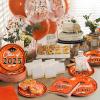 imageJOYIN 2025 Graduation Party Plates and Napkins Orange Tableware Set Supplies 200 PCS Graduation Disposable Paper Plates Cocktail Napkins for Congrats Grad Party Decorations Celebration Serve 50Orange