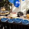 imageJOYIN 2025 Graduation Party Plates and Napkins Orange Tableware Set Supplies 200 PCS Graduation Disposable Paper Plates Cocktail Napkins for Congrats Grad Party Decorations Celebration Serve 50Blue