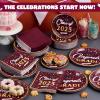 imageJOYIN 2025 Graduation Party Plates and Napkins Orange Tableware Set Supplies 200 PCS Graduation Disposable Paper Plates Cocktail Napkins for Congrats Grad Party Decorations Celebration Serve 50Maroon  Gold