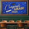 imageJOYIN 2025 Graduation Plastic Backdrop Blue 65quot Class of 2025 Congrats Grad Banner with Double Sided Adhesive Dot Graduation Party Indoor Outdoor Decoration Photoshoot Props SuppliesBlue