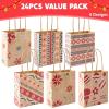 imageJOYIN 24 Christmas Kraft Gift Bags for Classrooms and Party Favors Holiday Goody Gift Bags for Xmas Present Wrapping Christmas Decorations Party Supplies Decor 102quot x 42quot x 63 quotBrown