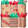 imageJOYIN 24 Christmas Kraft Gift Bags for Classrooms and Party Favors Holiday Goody Gift Bags for Xmas Present Wrapping Christmas Decorations Party Supplies Decor 102quot x 42quot x 63 quotBrown