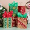 imageJOYIN 24 Christmas Kraft Gift Bags for Classrooms and Party Favors Holiday Goody Gift Bags for Xmas Present Wrapping Christmas Decorations Party Supplies Decor 102quot x 42quot x 63 quotRed Green