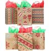 imageJOYIN 24 Christmas Kraft Gift Bags for Classrooms and Party Favors Holiday Goody Gift Bags for Xmas Present Wrapping Christmas Decorations Party Supplies Decor 102quot x 42quot x 63 quotBrown