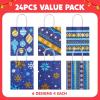 imageJOYIN 24 Christmas Kraft Gift Bags for Classrooms and Party Favors Holiday Goody Gift Bags for Xmas Present Wrapping Christmas Decorations Party Supplies Decor 102quot x 42quot x 63 quotBlue
