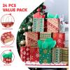 imageJOYIN 24 Christmas Kraft Gift Bags for Classrooms and Party Favors Holiday Goody Gift Bags for Xmas Present Wrapping Christmas Decorations Party Supplies Decor 102quot x 42quot x 63 quotRed Green
