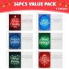 imageJOYIN 24 PCS Christmas Holiday Greeting Cards Bulk Collection 6 Diverse Coloful Designs Assortment with Envelopes Elegant Lettering for Merry Christmas Season present Giving Xmas Gifts CardsAbstract