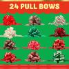 imageJOYIN 24 PCS Christmas Wrap Ribbon Pull Bows 5quot Wide Easy and Fast Gift Wrapping Accessory for presents Bows Baskets Wine Bottles Decoration Xmas Gift Wrapping and Decoration PresentRedGreen