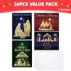 imageJOYIN 24 PCS Religious Christmas Greeting Cards with Envelopes 4 Designs Boxed Set for Winter Xmas Holiday Merry Christmas Season Cards Present Giving Wintertime Gifts Notes