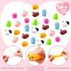 imageJOYIN 28 Packs Gift Cards with Gift Cute Kawaii Mochi Squishy Toy to Squeeze Stress Relief Fidget Toy for Kids Classroom Exchange Prizes Party Favor