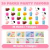 imageJOYIN 28 Packs Gift Cards with Gift Cute Kawaii Mochi Squishy Toy to Squeeze Stress Relief Fidget Toy for Kids Classroom Exchange Prizes Party Favor
