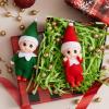 imageJOYIN 2PCS Christmas Elf Plush Doll Red and Pink Tiny Soft Plush Elf Doll Accessories for Christmas Holiday Decorations DressUp PartyRed Green