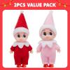 imageJOYIN 2PCS Christmas Elf Plush Doll Red and Pink Tiny Soft Plush Elf Doll Accessories for Christmas Holiday Decorations DressUp PartyRed Pink