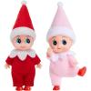 imageJOYIN 2PCS Christmas Elf Plush Doll Red and Pink Tiny Soft Plush Elf Doll Accessories for Christmas Holiday Decorations DressUp PartyRed Pink