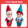 imageJOYIN 2PCS Christmas Elf Plush DollTiny Elf Doll with Clothes and Belt Pattern Soft Plush Accessories for Christmas Holiday Decorations DressUp PartySanta