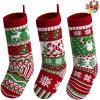 imageJOYIN 3 Pack 18 Knit Christmas Stockings ReindeerChristmas TreeSnow Flakes Knitted Stocking Decorations for Holiday Tree Decorgreen classic
