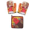 imageJOYIN 3 Pcs Thanksgiving Kitchen Linens Set with Apron Oven Mitts and Pot Holder in Turkey Design Thanksgiving Kitchen Accessories