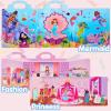 imageJOYIN 3 Sets DressUp Reusable Sticker Book for Toddlers 3D Sticker Books for Kids 3 4 5 Travel Essentials Airplane Activity Toys Crafts Gifts Birthday Gifts  Fashion Mermaid PrincessPrincess  Mermaid  Fashion