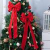imageJOYIN 3PCS Big Red Velvet Christmas Bows 307quot Long by 106quot Wide Giant Velvet Decor for Christmas Tree Large Wreath Bows Indoor Outdoor Holiday Xmas Decorations