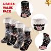 imageJOYIN 4 PCS Christmas Fuzzy Slipper Socks Soft Crew Socks Deer Patterns for Winter Christmas Holiday or Birthday Gift