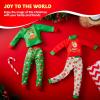 imageJOYIN 4 Pcs Christmas Elf Accessories  Xmas Clothing Ugly Sweaters for Dolls Santa and Snowman Classic Style Pajamas Green and Red Sweaters for Holiday DecorationsCute