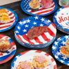 imageJOYIN 54 Pcs July 4th Paper Plates 9quot Patriotic Disposable Plates with 6 Themed Designs Red White Blue American Flag Party Supplies 4th of July Independence Day Party Tableware Decoration Supply