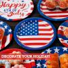 imageJOYIN 54 Pcs July 4th Paper Plates 9quot Patriotic Disposable Plates with 6 Themed Designs Red White Blue American Flag Party Supplies 4th of July Independence Day Party Tableware Decoration Supply