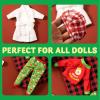 imageJOYIN 6 PCS Christmas Doll Clothes Christmas Doll Sleeping Bag Apron Bathrobes and Hat for Holiday Outfits Accessories Decorations