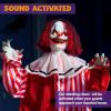 imageJOYIN 67quot Halloween Decorations Outdoor Scary Animatronics Clown Decor Clearance with LED Eyes and Creepy Sound Life Size Animated for Haunted House Lawn Yard PatioClown