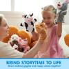 imageJOYIN 6Pcs Kids Hand Puppet Set with Working Mouth Toddler Animal Plush Toy Includes Elephant Giraffe Lion Bear Raccoon and Monkey for Show Theater Christmas Birthday Gifts for Kid Age 3Upgrade Farm Friends