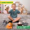 imageJOYIN 6Pcs Kids Hand Puppet Set with Working Mouth Toddler Animal Plush Toy Includes Elephant Giraffe Lion Bear Raccoon and Monkey for Show Theater Christmas Birthday Gifts for Kid Age 3Animal Friends