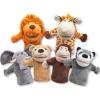 imageJOYIN 6Pcs Kids Hand Puppet Set with Working Mouth Toddler Animal Plush Toy Includes Elephant Giraffe Lion Bear Raccoon and Monkey for Show Theater Christmas Birthday Gifts for Kid Age 3Animal Friends