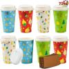 imageJOYIN 72 Pcs Merry Christmas Disposable Cups with Sleeves and Lids 4 Designs Xmas Drinkware 16 oz Paper Cup For Hot Chocolate Coffee Cold Beverage Tableware Holiday Winter Party Supplies DecorationLights