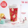 imageJOYIN 72 Pcs Merry Christmas Disposable Cups with Sleeves and Lids 4 Designs Xmas Drinkware 16 oz Paper Cup For Hot Chocolate Coffee Cold Beverage Tableware Holiday Winter Party Supplies DecorationLights