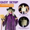 imageJOYIN 72quot Halloween Animatronics Scarecrow Decoration Outdoor Standing Ghost Prop with Motion Light Sound Scary Animated Decor for Yard Farm Garden Indoor Haunted HouseBroom Witch