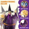 imageJOYIN 72quot Halloween Animatronics Scarecrow Decoration Outdoor Standing Ghost Prop with Motion Light Sound Scary Animated Decor for Yard Farm Garden Indoor Haunted HouseBroom Witch