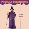 imageJOYIN 72quot Halloween Animatronics Scarecrow Decoration Outdoor Standing Ghost Prop with Motion Light Sound Scary Animated Decor for Yard Farm Garden Indoor Haunted HouseBroom Witch